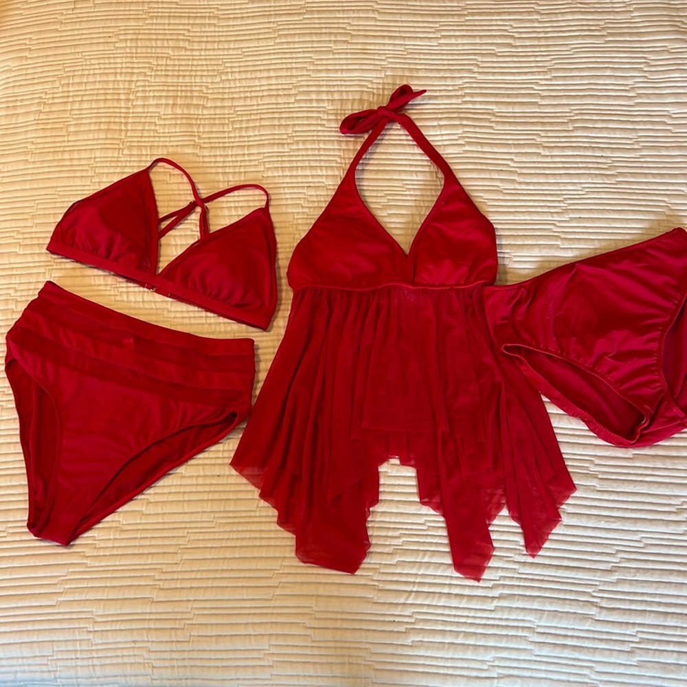 Venus tankini Beach Joy bikini lot 4 pieces red swimsuit lot